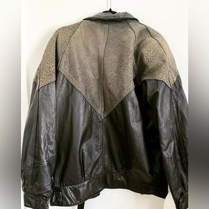 Vintage leather coat with shoulder pads